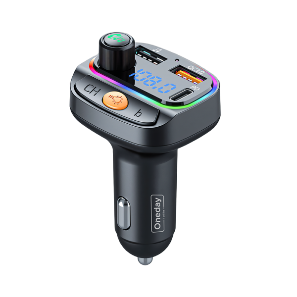 YR02 Car blue tooth receiver 48W USB + USB + T-ypec dual port fast car charger - 图片 2