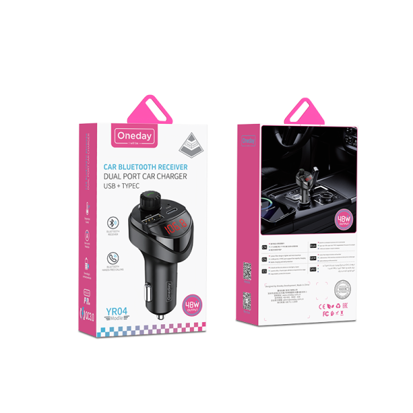 YR04 USB + T-ypec dual port car charger Car bluetooth receiver - 图片 5