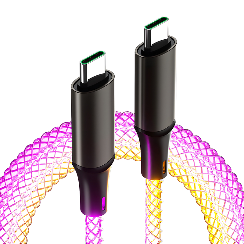 AA07 66W T-ypec to T-ypec 100cm Muti-colour RGB fast charging data cable