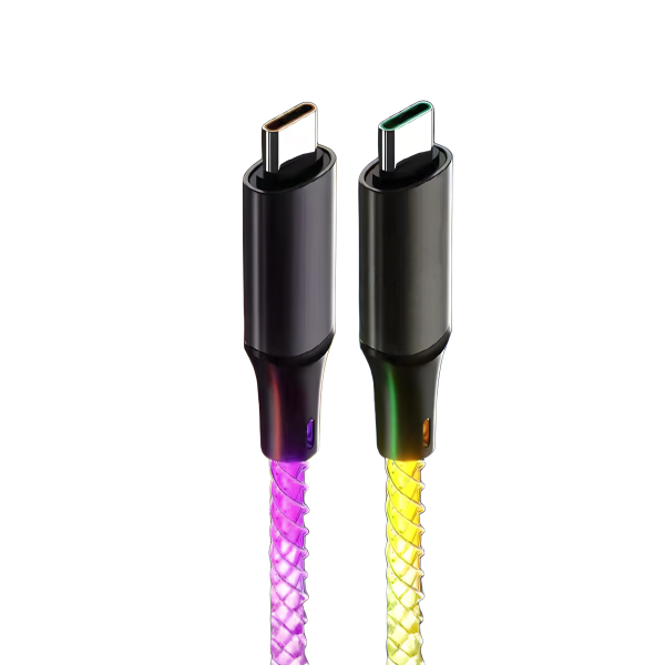 AA07 66W T-ypec to T-ypec 100cm Muti-colour RGB fast charging data cable - 图片 2