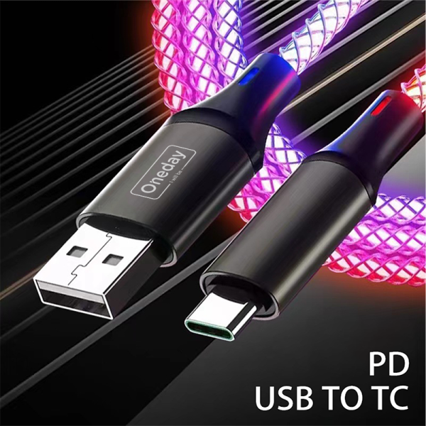 AA07 22.5W USB to IPH 100cm Muti-colour RGB charging data cable - 图片 3