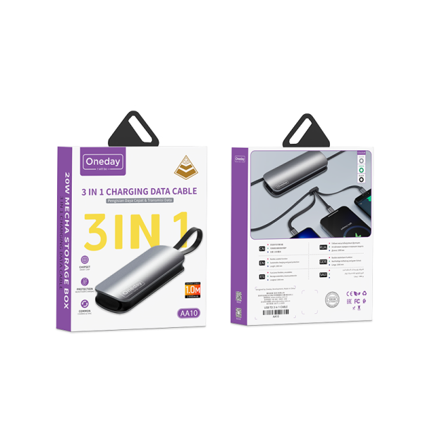 AA10 Metal storage box 3 in 1charging 100cm data cable - 图片 5