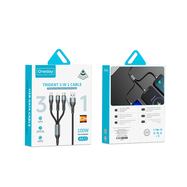 AA12 100W Trident 3 in 1 charging cable - 图片 5
