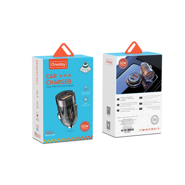 DR02 60W USB +T-ypec dual port fast Invisible car charger - 图片 2