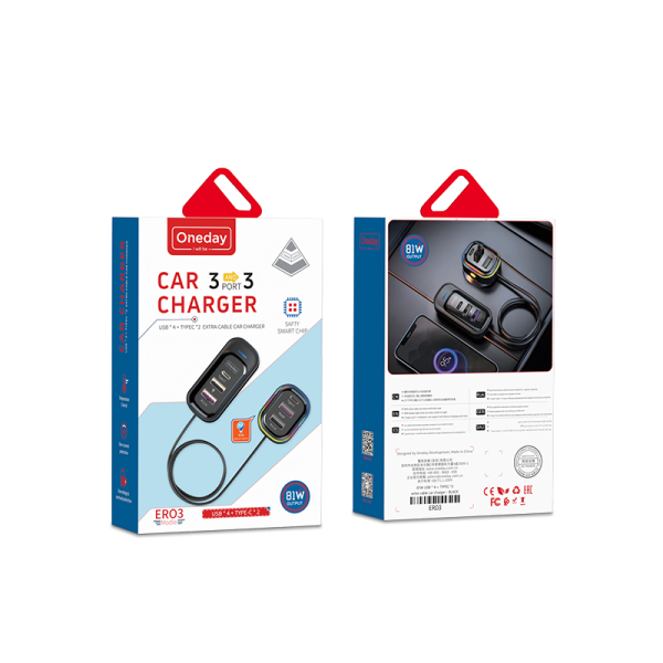 ER03 81W USB * 4 + T-ypec *2 extra cable car charger - 图片 5