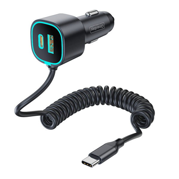 ER04 LED USB + T-ypec with T-ypec cable 48W dual port car charger - 图片 3