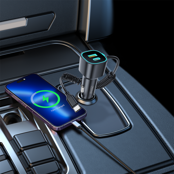 ER04 LED USB + T-ypec with T-ypec cable 48W dual port car charger - 图片 4