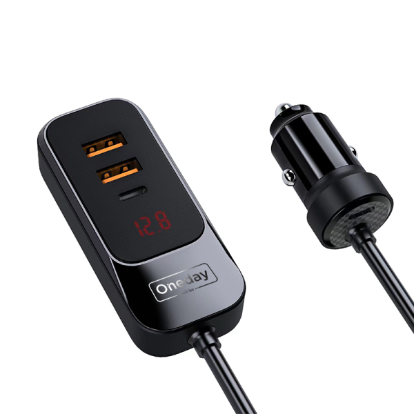 ER06 120W T-ypec car carger with 150CM extension cable car back seat socket - 图片 2