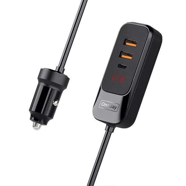 ER06 120W T-ypec car carger with 150CM extension cable car back seat socket - 图片 3