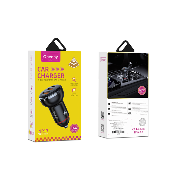 NR13 66W USB + USB + T-ypec  three port fast car charger - 图片 5