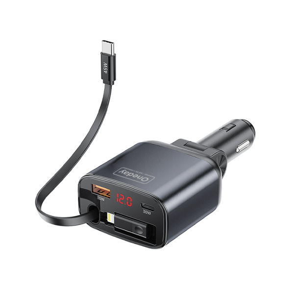 NR15 105W USB + T-ypec + Flexible T-ypec cable two port fast car charger - 图片 2