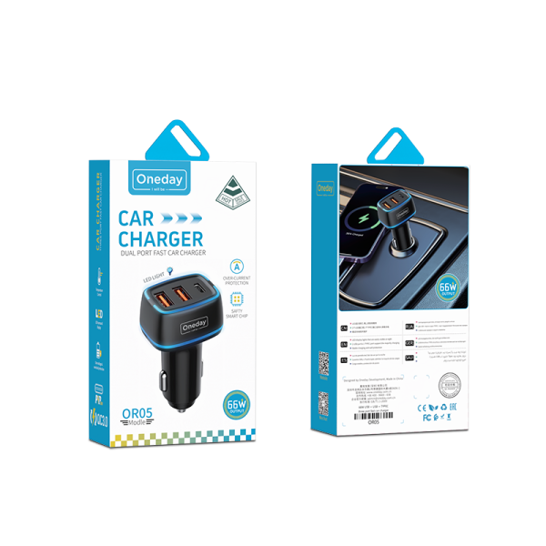 OR05 66W USB + USB + T-ypec three port fast car charger - 图片 5