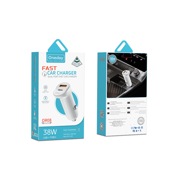 OR08 38W USB + T-ypec  dual port fast car charger - 图片 5