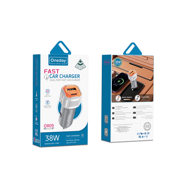 OR09 38W USB + T-ypec dual port fast car charger - 图片 5